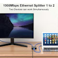 Miniatyrbillede 2 af 5: 1000 Mbps Netværkssplitter Ethernet Splitter kompatibel med 2 PC Bærbar Netværk RJ45 Splitter 1 ind 2 ud Gigabi