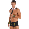 Miniatyrbild 3 av 5: Sexig sjömansdräkt för män 4-delad slips krage Boxer Underkläder Kapten Uniform Underkläder Set för Halloween-fest XXXL