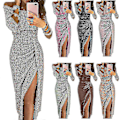 Miniatyrbillede 2 af 3: Dame Off Shoulder Kjole, Slids Lang Formel Kjole