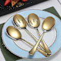 Miniatyrbillede 2 af 2: Guld Serveringsskeer 4 stk., Inkluderer 2 Serveringsskeer 2 Hulskeer