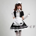 Miniatyrbild 3 av 4: Svart Vit Lolit Maid Dress Cosplay Restaurang Anime Performance Grönt Puder Himmelblå Kvinnors flickedräkter Kul hemma Pink XXXXXL