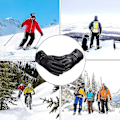 Miniatyrbild 3 av 3: Skidläderhandskar för män vinterpekskärm plus sammetstjocka körmotorcykelhandskar Black Shape1