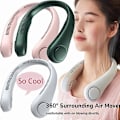 Miniatyrbillede 1 af 2: Bærbar halsventilator, håndfri bladløs ventilator, bærbar personlig ventilator drevet med 1200mAh batteri, USB-ventilator, 3 hastigheder - mørkeblå hvid