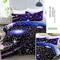 Miniatyrbild 5 av 5: Galaxy Cover Set Vändbar Sky Universe Moon Printed Sängkläder Quilt Cover med dragkedja för sängkläder Decro, Ultra Soft Microfiber W Double