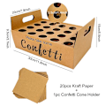Miniatyrbild 1 av 3: Bröllopskraftpappersbricka Konfettikon Stativ Boxbricka för bröllopsdekoration Blomkonfettikottar Rustik bröllopspappershållare 20 hole tray set15