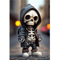 Miniatyrbillede 5 af 5: Resin Skelet Figurer Sort Skelet Dukke Ornament Kranie Statue Skrivebord 2024 Ny