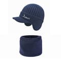 Ny stil utomhus stickad ullhatt med nackskydd, tjockt fleecefoder, varm för vintercykling, öronskydd Navy Blue