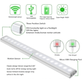 Pikkukuva 5 / 5: 20 LED-valoa, langaton, USB-ladattava, magneettinen, liiketunnistin, 2 valaistustilaa, kannettava. Kaappivalo, hätäkäsivalaisin, lasten yövalo,