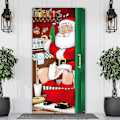 Miniatyrbild 2 av 5: Juldekorationer, Rolig Tomte Toalettdörr Överdrag Tyg Tomte Toalett Bakgrund Banner För Juldörrsdekorationer,-jie