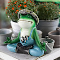 Miniatyrbillede 5 af 5: Frø Have Statue Frø Meditation Blomsterpotte, Velegnet til Små Planter, Unik Blomsterpotte Dekoration