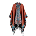 Miniatyrbild 3 av 5: Kvinnors tofs imitera kashmirsjal Höst Vinter kan förtjockas Bär på båda sidor Lady Ponchos Capes Khaki 8 One Size