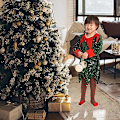 Miniatyrbild 3 av 5: Jultomten Klänning För Flickor Pojkar Elf Cosplay Nyår Glänsande Paljett Grön Röda Kläder Xmas Strumpor Hatt 2023 2 kids 80cm