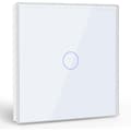 1-gängs, 1-vägs touchströmbrytare, vit – Kristallglaspanel – LED-display – Max. 300W induktiv belastning – Neutralledare ingår ej