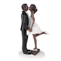 Miniatyrbilde 3 av 5: Bryllup Resin Brudgom Kysser Brud Svart Par Figur Kake Stativ Topp