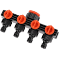 Miniatyrbilde 2 av 5: Splitter Slange Splitter 4 Utløp, Fordeler Slangekobling Forlengelseskobling Kranadapter Kran Dyse Og Velger For Hage Drivhus Grønnsak P