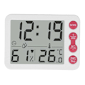 Miniatyrbillede 1 af 4: Indendørs Digital Temperatur Fugtighedsmåler Multifunktionel Elektronisk Termometer Hygrometer med Vækkeur Funktion Hvid Rød Knap