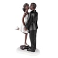 Miniatyrbilde 1 av 5: Bryllup Resin Brudgom Kysser Brud Svart Par Figur Kake Stativ Topp