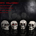 Miniatyrbillede 5 af 5: Halloween Skelet Hoved Statue med LED Lys Nyhed Resin Skelet Hoved Figur Hjemsøgt Hus Rekvisitter Bordplade Skrivebord Hjemmekontor Indretning