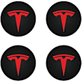 Miniatyrbild 1 av 5: Centrumkapsel (4 stycken) för KAVANIC Tesla Model Y Model 3 Modifieringshjulskydd (Röd/Matt Svart)