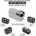Pikkukuva 4 / 5: Vaihtolaturi yhteensopiva Black & Decker 9.6v 12v 14.4v 18v Nicad Nimh akun kanssa Hpb18-ope Hpb18 Hpb14 Hpb12 Hpb96 244760-00 A1718 Fsb18 B