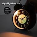 Miniatyrbild 3 av 5: 4 Tums Luminous Väckarklocka, Tickfri Analog Retro Kvarts Dubbelklocka Med Hög Alarm (svart)