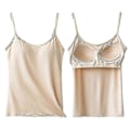 Miniatyrbilde 1 av 2: Lang Camisole med innebygd hylle-BH, justerbare stropper, dame, lagdeling, basic tanktopp, ensfarget bomull, brystpute, sommer T-skjorte [avansert kvalitet! 50% rabatt]-yva