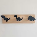 Miniatyrbilde 4 av 5: Kleshengere med dinosaurmotiv for barn, veggmontert, dørhenger i tre for gutterom, barnerom, lekeromsdekorasjon
