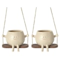 Miniatyrbild 1 av 5: Swing Face Planteringskrukor, Söt Väggmonterad Hartsblomma för Inomhus & Utomhus, Suckulenter/Kaktuskorg