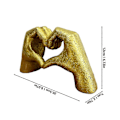 Miniatyrbillede 2 af 5: Hjerte Hænder Skulptur, Guld Stueindretning, Sød Gestus Hjerteformet Dekoration, Moderne Kærlighedsstatue