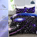 Miniatyrbild 2 av 5: Galaxy Cover Set Vändbar Sky Universe Moon Printed Sängkläder Quilt Cover med dragkedja för sängkläder Decro, Ultra Soft Microfiber W Single