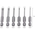 Miniatyrbilde 3 av 5: 6 stk. 50mm 2.0-6.0mm Flat Head Slotted Bit Skrutrekker Bits Sett S2 Legering Magnetisk 0.25\" Hex Slotted Skrutrekker Bits