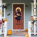 Miniatyrbild 3 av 5: Halloween Dörr Hängde Flaggor Ornament Gobeläng Skylt Spöklikt Skrämmande Halloween Festtillbehör För Utomhus Veranda Spökhus C