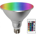 Miniatyrbild 1 av 4: PAR38 LED-lampa 30W Dimbar RGB Färgskiftande, E27 Fjärrkontroll, Vattentät Inomhus/Utomhuslampa