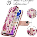 Miniatyrbillede 4 af 5: Wallet Case til iPhone 16 Pro Max, PU Læder Etui Magnetisk Lukning Håndtaske Lynlåslomme Etui Støtteben Kort Slots med Håndrem Marple Flip Etui f