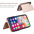 Miniatyrbillede 4 af 5: Iphone Xs Iphone X Wallet Case Med Kortholder, dobbelt Magnetisk Lås - Rosaguld