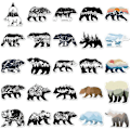 Pikkukuva 4 / 5: 50 Grizzlykarhu Tarraa Vuorilla, Joilla, Auringolla, Kuulla ja Tähdillä, Vedenpitävät Graffititarrat