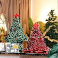 Miniatyrbillede 2 af 5: 2 Stykker Julemandshatte Juletræshatte Glitrende Juletræshat Kostumetilbehør Røde Grønne Julehatte til Voksne og Børn