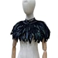 Miniatyrbild 3 av 5: Vuxen svart gotisk viktoriansk scarf Poncho Wrap Naturlig fjäder Choker Krage Cape Sjal Stole Halloween Cosplay kostym rose red