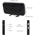 Miniatyrbild 2 av 5: Digital Väckarklocka, LED Spegel Väckarklocka Digital Sängklocka Modern LED Morgonväckarklocka med 2 USB-portar, Justerbar Ljusstyrka, Svart