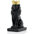 Miniatyrbillede 1 af 5: Sort Løve Konge Figur Statue med 24k Guldkrone til Boligindretning