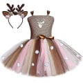 Miniatyrbild 2 av 4: Snabb frakt Rådjur Tutu Klänning För tjejer Halloween Juldräkt Barn Djur Älg Ren Födelsedagsfestklänning med pannband 1-12 år Only 1pcs dress 11t