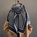 Miniatyrbild 1 av 5: 2023 Brand Warm Cashmere Poncho Sjal Scarf Print Tjock Pashmina Vinterfilt Wraps Bufanda Casual Hijab Stoles Echarpe FYR-93-3 65x185cm