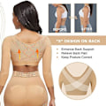 Miniatyrbild 2 av 5: Tflycq Dam Sport Shapewear 3/4-ärm Arm Shaper Front Stängning Kompression BH Hållningskorrigering Topp Black M