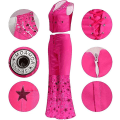 Miniatyrbild 5 av 5: Cowgirl kostym 70-tal 80-tal Hippie Disco Outfits Rosa väst Top Flare Byxa Halloween Margot Robbie Cosplay För Damscarf Örhängen ingår inte Gold XL