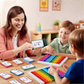 Miniatyrbilde 2 av 5: Matte Flash Cards + Fidget Chart, Mattespill kompatibelt med barn i alderen 4-8 år, Addisjon, Subtraksjon, Divisjon (Fidge