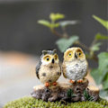 Miniatyrbild 5 av 5: Miniatyr Harts Nattugglor Figurin Fé Trädgård Mini Djur Staty Leksak för Mikro-Landskap Krukor Mo