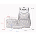 Miniatyrbild 4 av 5: Daisy Prints Skolryggsäck Set med Lunchpaket Bokväska för tonårsflickor 3st Skolväska för Primär Student Bokväska Gray