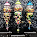 Miniatyrbillede 3 af 5: Boblegummaskine Farverig Kranie Slik Dispenser Halloween Bordpynt Til Hjemmet