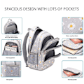 Miniatyrbild 5 av 5: Daisy Prints Skolryggsäck Set med Lunchpaket Bokväska för tonårsflickor 3st Skolväska för Primär Student Bokväska Gray