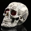 Miniatyrbillede 2 af 5: Halloween Skelet Hoved Statue med LED Lys Nyhed Resin Skelet Hoved Figur Hjemsøgt Hus Rekvisitter Bordplade Skrivebord Hjemmekontor Indretning